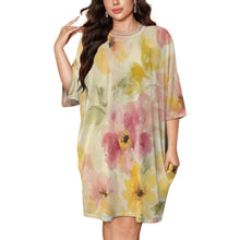 Cargar imagen en el visor de la galería, Camisón suelto de seda helada para mujer talla grande manga corta LM475 personalizado con patrón foto texto (impresión de imagen única)