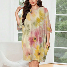 Cargar imagen en el visor de la galería, Camisón suelto de seda helada para mujer talla grande manga corta LM475 personalizado con patrón foto texto (impresión de imagen única)