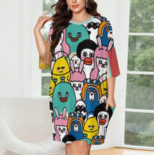 Cargar imagen en el visor de la galería, Camisón de pijama suelto de seda helada para mujer talla grande LM475 personalizado con patrón foto texto (impresión de imágenes múltiples)