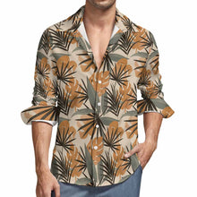 Cargar imagen en el visor de la galería, Camisa informal de manga larga para hombre, de lino sintético, con bolsillo y texto personalizado con patrón foto texto (impresión de imagen única)