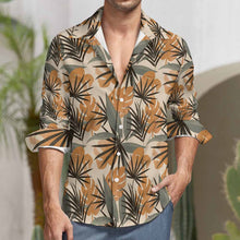 Cargar imagen en el visor de la galería, Camisa informal de manga larga para hombre, de lino sintético, con bolsillo y texto personalizado con patrón foto texto (impresión de imagen única)