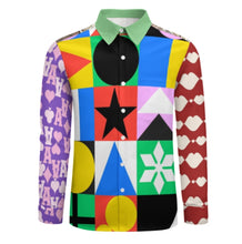 Cargar imagen en el visor de la galería, Camisa casual de manga larga para hombre de lino sintético personalizado con patrón foto texto (impresión de imágenes múltiples)