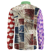 Cargar imagen en el visor de la galería, Camisa casual de manga larga para hombre de lino sintético personalizado con patrón foto texto (impresión de imágenes múltiples)