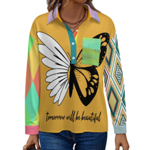 Cargar imagen en el visor de la galería, Camisa de mujer con hombros caídos LM554 personalizado con patrón foto texto (impresión de imágenes múltiples)