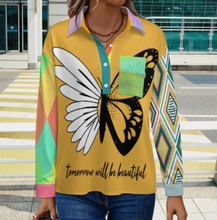 Cargar imagen en el visor de la galería, Camisa de mujer con hombros caídos LM554 personalizado con patrón foto texto (impresión de imágenes múltiples)