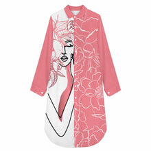 Cargar imagen en el visor de la galería, Camisa larga informal para mujer B43S personalizado con patrón foto texto (impresión de imagen única)