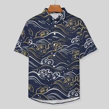 Cargar imagen en el visor de la galería, Camisa de manga corta de lino para hombre con bolsillo B339 personalizado con patrón foto texto (impresión de imagen única)