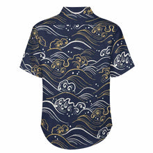 Cargar imagen en el visor de la galería, Camisa de manga corta de lino para hombre con bolsillo B339 personalizado con patrón foto texto (impresión de imagen única)