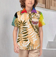 Cargar imagen en el visor de la galería, Camisa de manga corta con botones para niños de 2 a 16 años personalizado con patrón foto texto (impresión de imágenes múltiples)