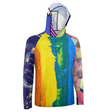 Cargar imagen en el visor de la galería, Camisa de protección UV para hombres Camisa de protección solar de secado rápido de manga larga con sombrero para el sol NZ145 personalizado con patrón foto texto (impresión de imágenes múltiples)