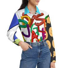 Cargar imagen en el visor de la galería, Blusa de camisa de ocio para mujer camisa de manga larga personalizado con patrón foto texto (impresión de imágenes múltiples)