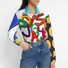 Cargar imagen en el visor de la galería, Blusa de camisa de ocio para mujer camisa de manga larga personalizado con patrón foto texto (impresión de imágenes múltiples)