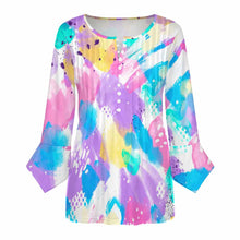 Cargar imagen en el visor de la galería, Camisa de mujer de manga larga con volantes de diez botones y manga de pétalo SDS20150 personalizado con patrón foto texto (impresión de imagen única)