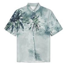 Cargar imagen en el visor de la galería, Camisa de hombre abotonada, manga corta y cuello alto de corte clásico LM058 con bolsillo personalizado con patrón foto texto