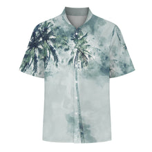 Cargar imagen en el visor de la galería, Camisa de hombre abotonada, manga corta y cuello alto de corte clásico LM058 con bolsillo personalizado con patrón foto texto