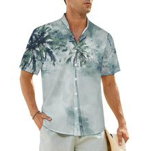 Cargar imagen en el visor de la galería, Camisa de hombre abotonada, manga corta y cuello alto de corte clásico LM058 con bolsillo personalizado con patrón foto texto