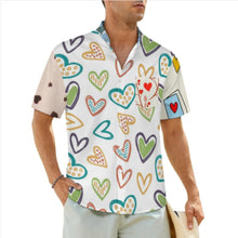 Cargar imagen en el visor de la galería, Camisa de hombre de manga corta con cuello alto y bolsillo LM058 personalizado con patrón foto texto (impresión de imágenes múltiples)