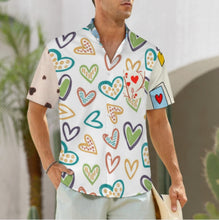 Cargar imagen en el visor de la galería, Camisa de hombre de manga corta con cuello alto y bolsillo LM058 personalizado con patrón foto texto (impresión de imágenes múltiples)