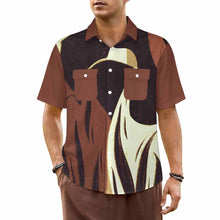 Cargar imagen en el visor de la galería, Camisa de hombre de manga corta LM056 con solapas y bolsillos con doble solapa personalizado con patrón foto texto (impresión de imágenes múltiples)