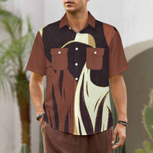 Cargar imagen en el visor de la galería, Camisa de hombre de manga corta LM056 con solapas y bolsillos con doble solapa personalizado con patrón foto texto (impresión de imágenes múltiples)