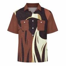 Cargar imagen en el visor de la galería, Camisa de hombre de manga corta LM056 con solapas y bolsillos con doble solapa personalizado con patrón foto texto (impresión de imágenes múltiples)