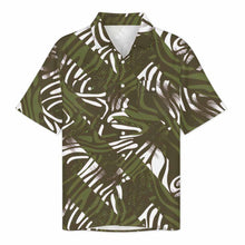 Cargar imagen en el visor de la galería, Camisa de hombre de manga corta con solapa LM056 y bolsillos con doble solapa personalizado con patrón foto texto