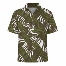 Cargar imagen en el visor de la galería, Camisa de hombre de manga corta con solapa LM056 y bolsillos con doble solapa personalizado con patrón foto texto