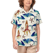 Cargar imagen en el visor de la galería, Camisa niño manga corta con bolsillo 225 personalizado con patrón foto texto (impresión de imagen única)