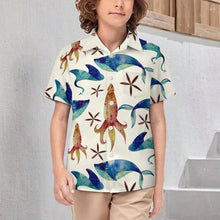 Cargar imagen en el visor de la galería, Camisa niño manga corta con bolsillo 225 personalizado con patrón foto texto (impresión de imagen única)