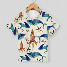 Cargar imagen en el visor de la galería, Camisa niño manga corta con bolsillo 225 personalizado con patrón foto texto (impresión de imagen única)