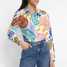 Cargar imagen en el visor de la galería, Camisa de mujer manga larga blusa estampada personalizado con patrón foto texto (impresión de imagen única)