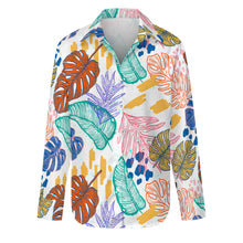 Cargar imagen en el visor de la galería, Camisa de mujer manga larga blusa estampada personalizado con patrón foto texto (impresión de imagen única)