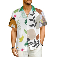 Cargar imagen en el visor de la galería, Camisa de hombre plisada de manga corta y ajuste relajado LM005 personalizado con patrón foto texto (impresión de imágenes múltiples)