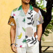 Cargar imagen en el visor de la galería, Camisa de hombre plisada de manga corta y ajuste relajado LM005 personalizado con patrón foto texto (impresión de imágenes múltiples)