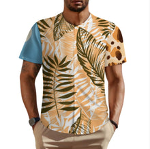 Cargar imagen en el visor de la galería, Camisa de manga corta sin cuello para hombre LM018 camisa de abuelo clásicapersonalizado con patrón foto texto (impresión de imágenes múltiples)