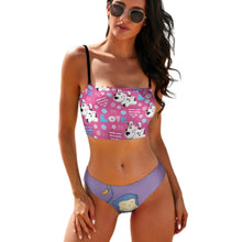 Cargar imagen en el visor de la galería, Conjunto de bikini sexy de 2 piezas con bustier para mujer BK2101 personalizado con patrón foto texto (impresión de imágenes múltiples)