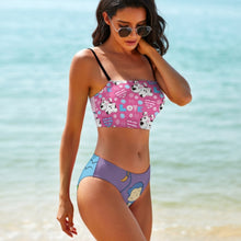 Cargar imagen en el visor de la galería, Conjunto de bikini sexy de 2 piezas con bustier para mujer BK2101 personalizado con patrón foto texto (impresión de imágenes múltiples)