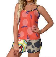 Cargar imagen en el visor de la galería, Traje de pijama para mujer ropa de hogar informal con tirantes de satén personalizado con patrón foto texto (impresión de imágenes múltiples)