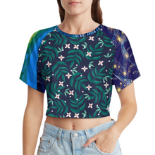 Cargar imagen en el visor de la galería, Camiseta crop top para mujer NT29 personalizado con patrón foto texto (impresión de imágenes múltiples)