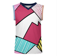 Cargar imagen en el visor de la galería, Camiseta sin mangas de baloncesto para hombre Camiseta TK con cuello en V personalizado con patrón foto texto (impresión de imágenes múltiples)