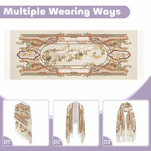 Cargar imagen en el visor de la galería, Bufanda con borlas para mujer de gran tamaño 200 cm 70 cm x 10 cm personalizado con patrón foto texto