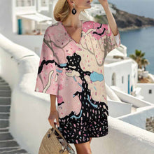 Cargar imagen en el visor de la galería, Conjunto de camisa con mangas murciélago y shorts con cintura elástica para mujer YKL07 personalizado con patrón foto texto (impresión de imagen única)