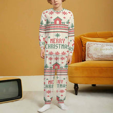 Cargar imagen en el visor de la galería, Conjunto de pijama de manga larga con cuello redondo para niños LM126 personalizado con patrón foto texto (impresión de imagen única)