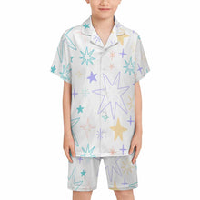 Cargar imagen en el visor de la galería, Conjunto de pijama de manga corta para niños LM131 con texto personalizado con patrón foto texto (impresión de imagen única)