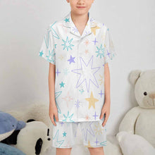 Cargar imagen en el visor de la galería, Conjunto de pijama de manga corta para niños LM131 con texto personalizado con patrón foto texto (impresión de imagen única)