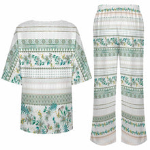 Cargar imagen en el visor de la galería, Conjunto para mujer compuesto por una camisa de cuello redondo con mangas murciélago y un pantalón ancho con cinturilla elástica YKL04 personalizado con patrón foto texto (impresión de imagen única)