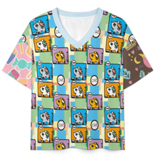 Cargar imagen en el visor de la galería, Conjunto de pijama corto para mujer con cuello en V B98TZ personalizado con patrón foto texto (impresión de imágenes múltiples)