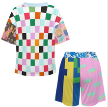 Cargar imagen en el visor de la galería, Conjunto de pijama corto para mujer con cuello en V B98TZ personalizado con patrón foto texto (impresión de imágenes múltiples)