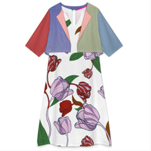 Cargar imagen en el visor de la galería, Conjunto de vestido midi sin mangas con escote en V para mujer 2 piezas A77Q personalizado con patrón foto texto (impresión de imágenes múltiples)