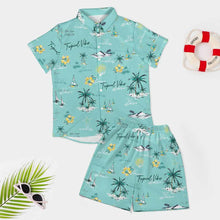 Cargar imagen en el visor de la galería, Conjunto de camisa de manga corta y pantalón corto para hombre B339D1P personalizado con patrón foto texto (impresión de imagen única)